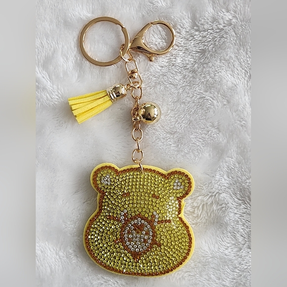 Accessories - Yellow Carebear Keychain Cute 80s Bag Charm